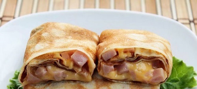 блины фаршированные ветчиной и сыром