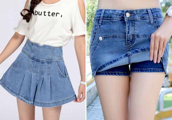 джинсовые юбка шорты