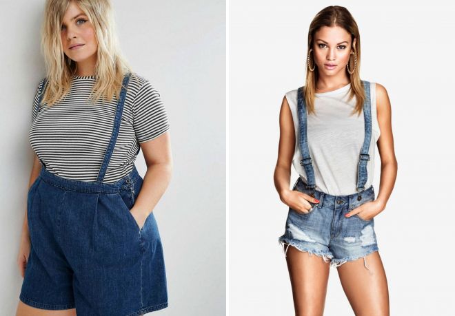 джинсовые шорты на лямках