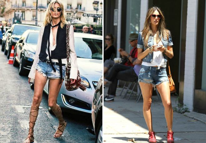 образы с джинсовыми шортами