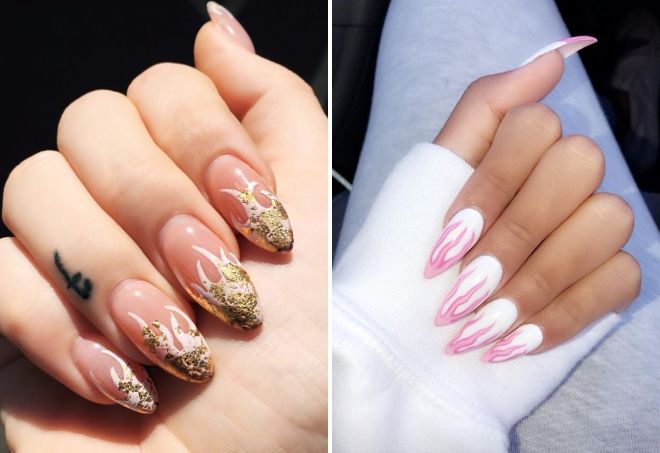 белый маникюр с огнем белый маникюр с огнем