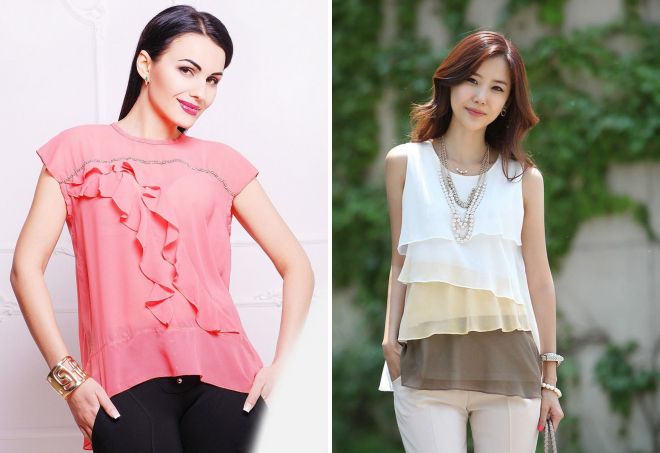 блузки из шифона с воланами блузки из шифона с воланами