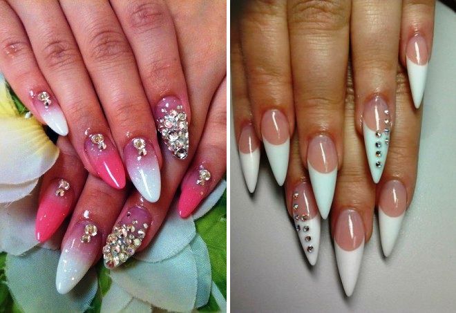 дизайн острых ногтей со стразами дизайн острых ногтей со стразами