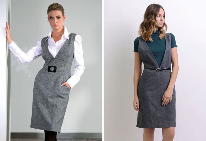 офисный сарафан с v образным вырезом офисный сарафан с v образным вырезом