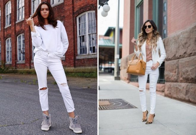 с чем носить белые рваные джинсы с чем носить белые рваные джинсы