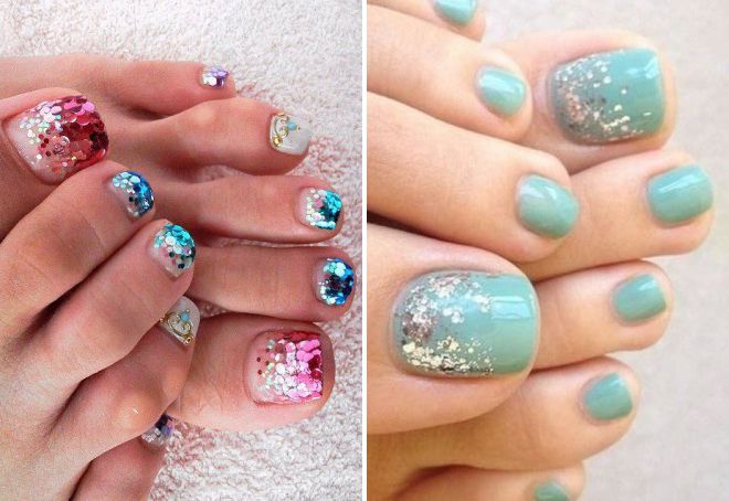 идеи педикюра с блестками идеи педикюра с блестками