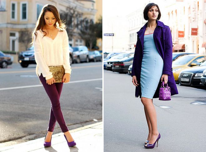 с чем носить фиолетовые туфли с чем носить фиолетовые туфли