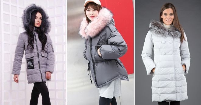 Серый пуховик с мехом Серый пуховик с мехом