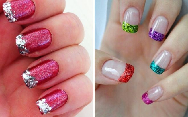 яркий новогодний маникюр с блестками яркий новогодний маникюр с блестками