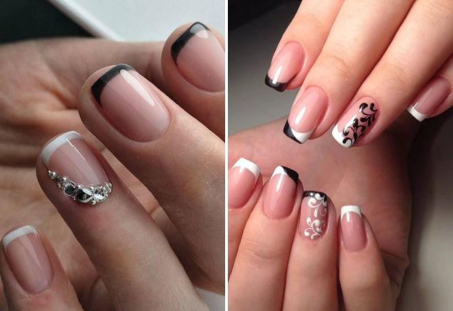 черно белый френч на ногтях черно белый френч на ногтях