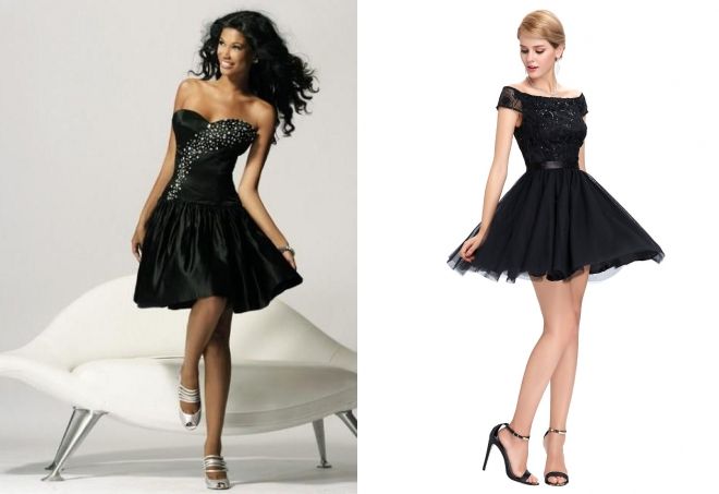 черное короткое расклешенное платье черное короткое расклешенное платье