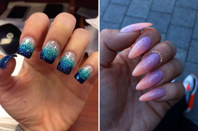 новогодний маникюр омбре с блестками новогодний маникюр омбре с блестками