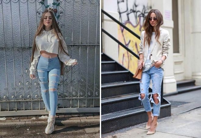 с чем носить рваные джинсы голубого цвета с чем носить рваные джинсы голубого цвета