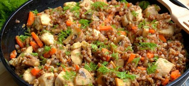 шампиньоны с гречкой на сковороде шампиньоны с гречкой на сковороде