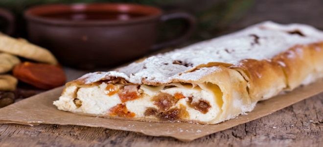 штрудель с творогом и яблоками штрудель с творогом и яблоками