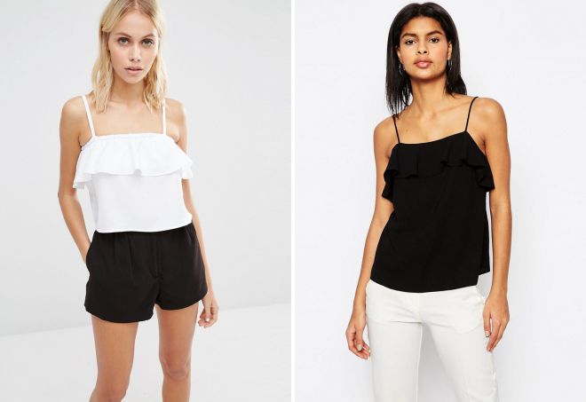 топ на бретелях с воланом топ на бретелях с воланом