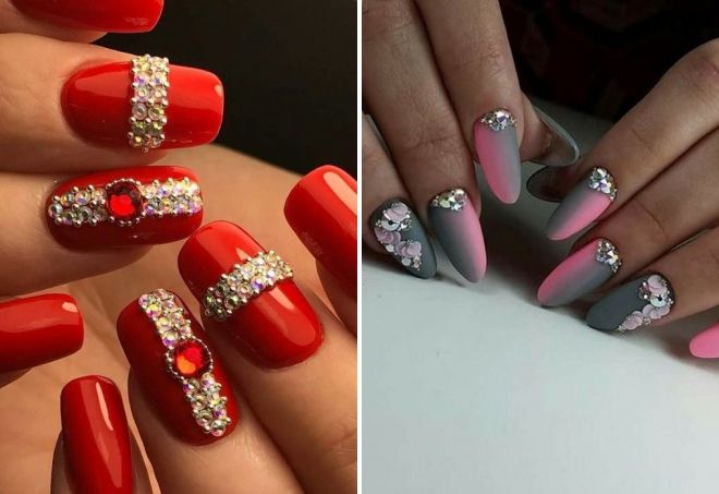 яркий маникюр со стразами яркий маникюр со стразами