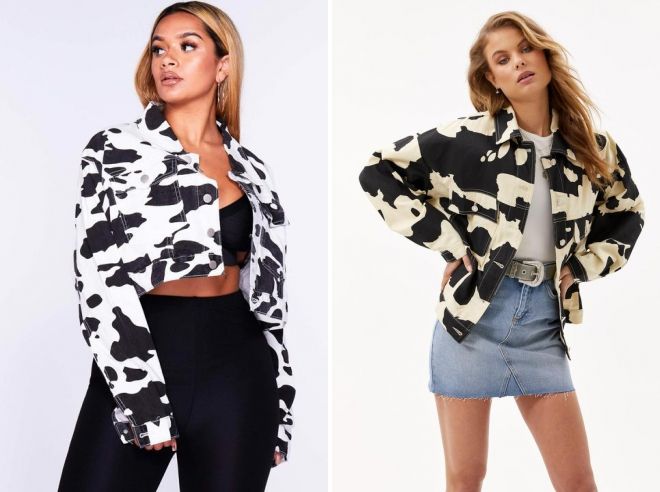 джинсовая куртка с принтом коровы джинсовая куртка с принтом коровы