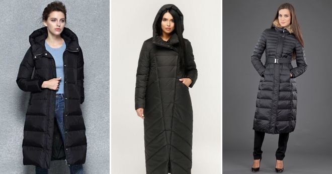 Красивые длинные пуховики черный Красивые длинные пуховики черный