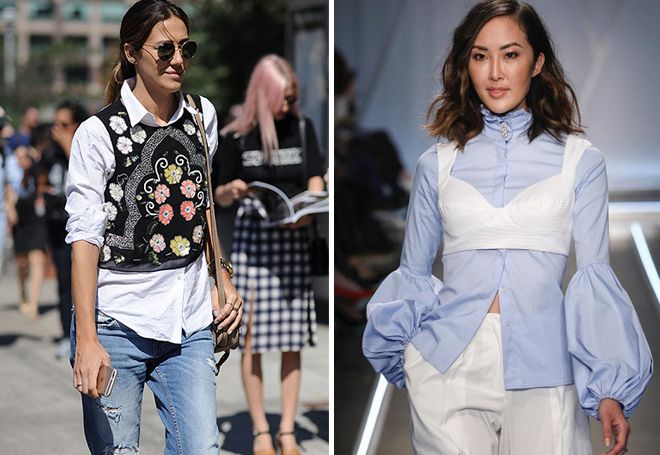 кроп-топ поверх рубашки кроп-топ поверх рубашки