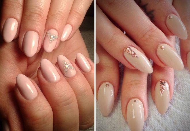однотонный маникюр со стразами однотонный маникюр со стразами