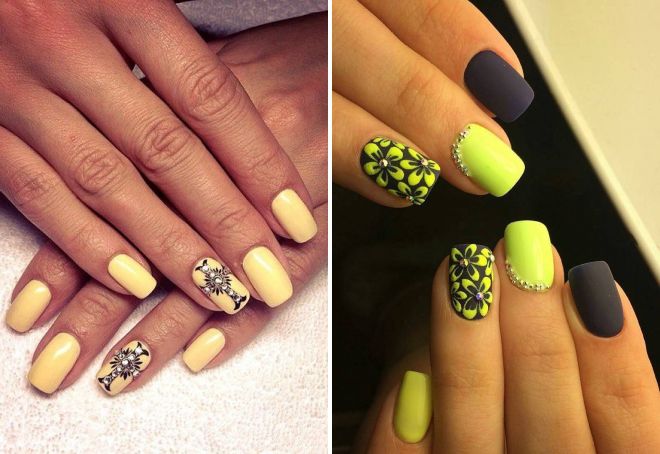 желтый маникюр со стразами желтый маникюр со стразами