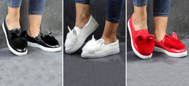 Женские слипоны с мехом Женские слипоны с мехом