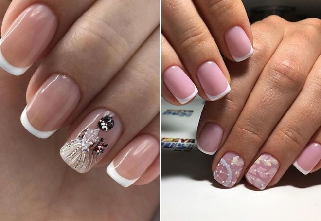 белый френч на ногтях с рисунком белый френч на ногтях с рисунком