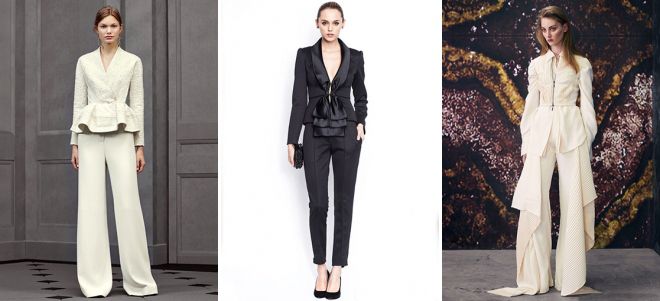 Брючный костюм с пиджаком с баской Брючный костюм с пиджаком с баской