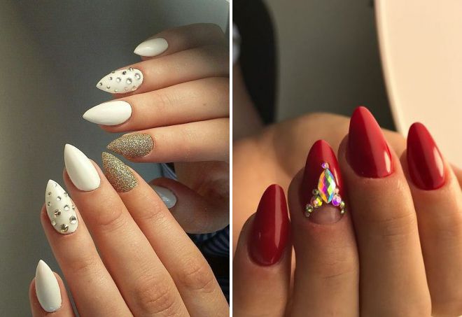 дизайн ногтей на острую форму со стразами дизайн ногтей на острую форму со стразами