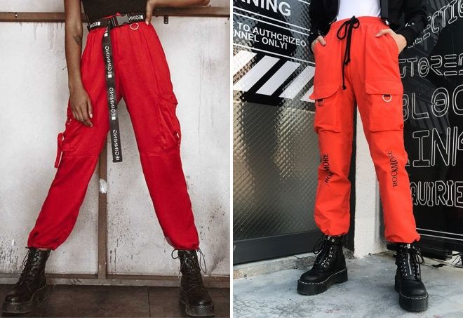 красные штаны карго красные штаны карго