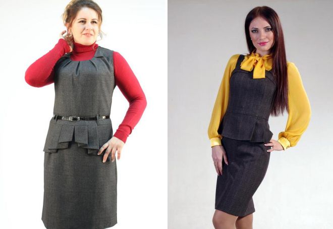 офисный сарафан с баской офисный сарафан с баской