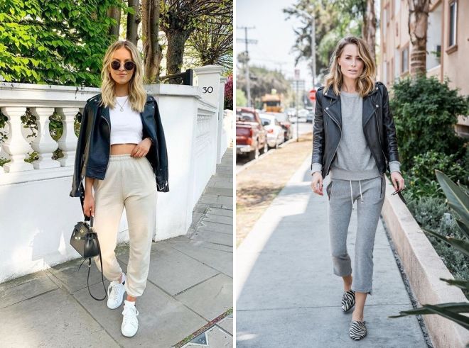 треники с кожаной курткой треники с кожаной курткой