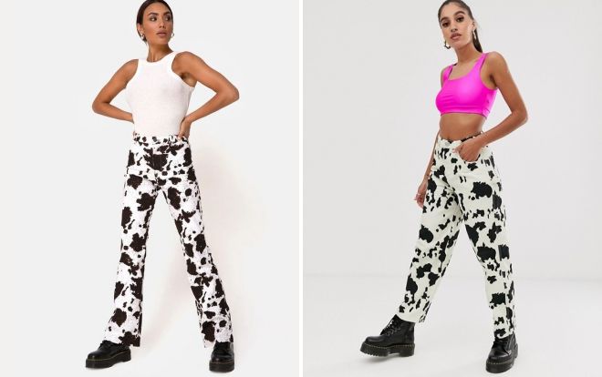 джинсы с принтом коровы 2020 джинсы с принтом коровы 2020