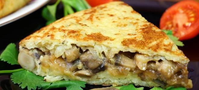 грибной пирог на сковороде грибной пирог на сковороде