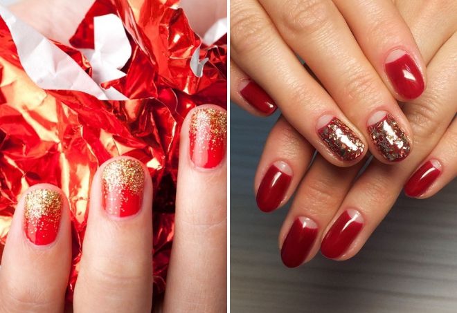 красный маникюр с глиттером красный маникюр с глиттером