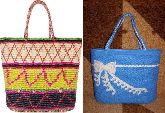 летние вязаные сумки для пляжа летние вязаные сумки для пляжа