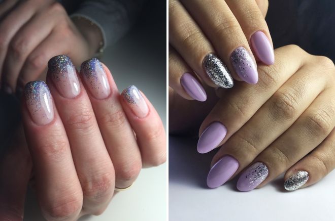 новогодний маникюр с растяжкой блестками новогодний маникюр с растяжкой блестками