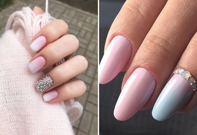 омбре на ногтях со стразами омбре на ногтях со стразами
