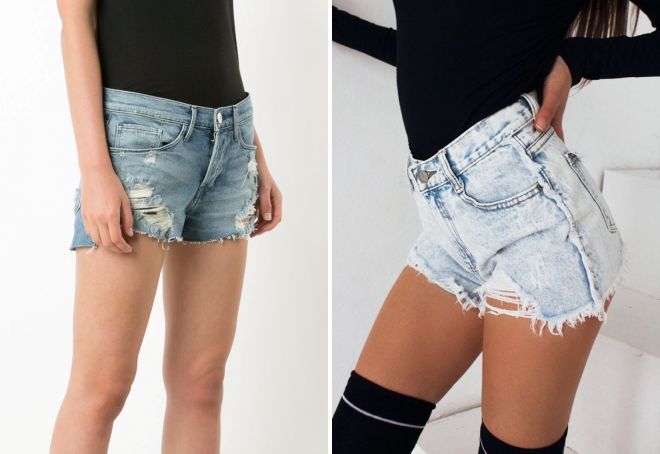 рваные короткие джинсовые шорты рваные короткие джинсовые шорты