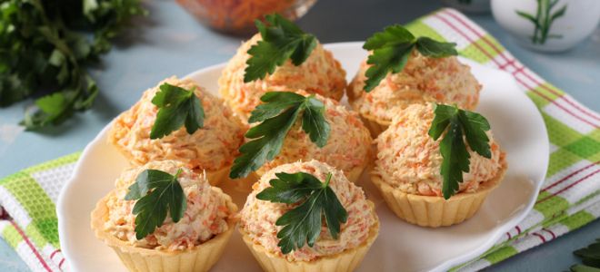 тарталетки с начинкой с корейской морковкой тарталетки с начинкой с корейской морковкой