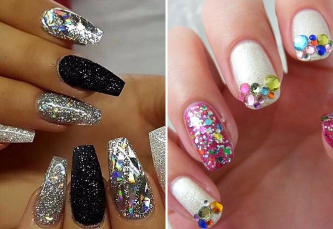 дизайн ногтей с глиттером и стразами дизайн ногтей с глиттером и стразами