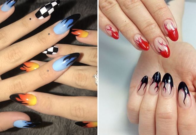 маникюр с разноцветным огнем маникюр с разноцветным огнем