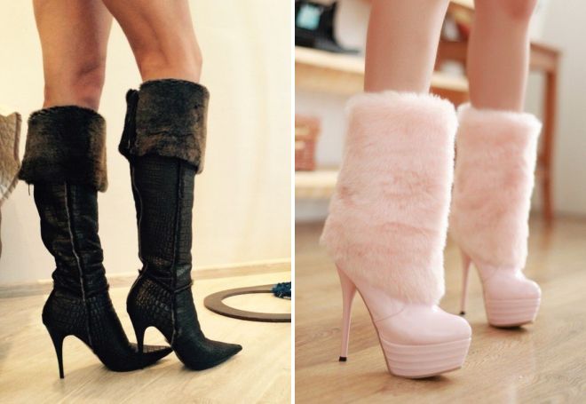 сапоги с мехом на каблуке сапоги с мехом на каблуке