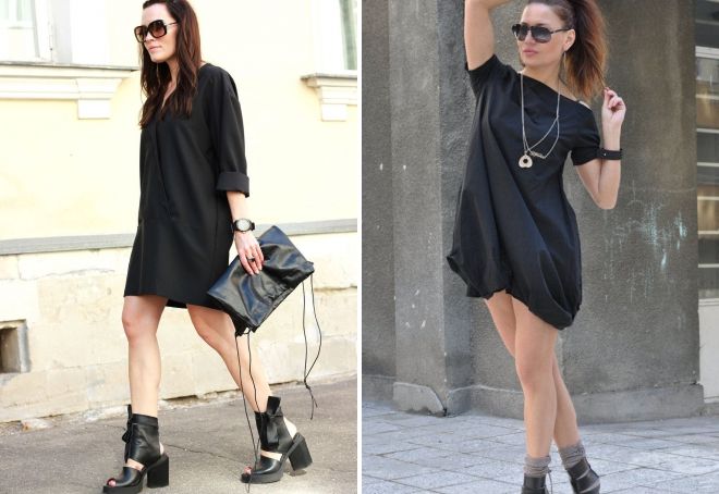 короткое свободное черное платье короткое свободное черное платье