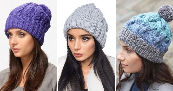 Шапка с косами и отворотом Шапка с косами и отворотом