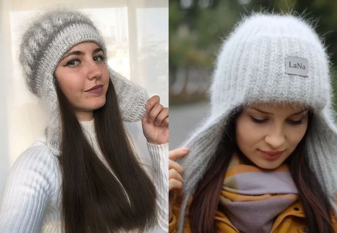 вязаная шапка ушанка из шерсти вязаная шапка ушанка из шерсти