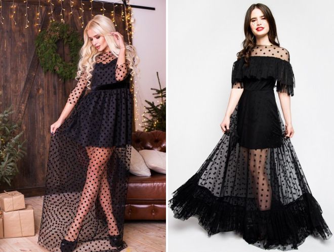 платье с сеткой в горох платье с сеткой в горох