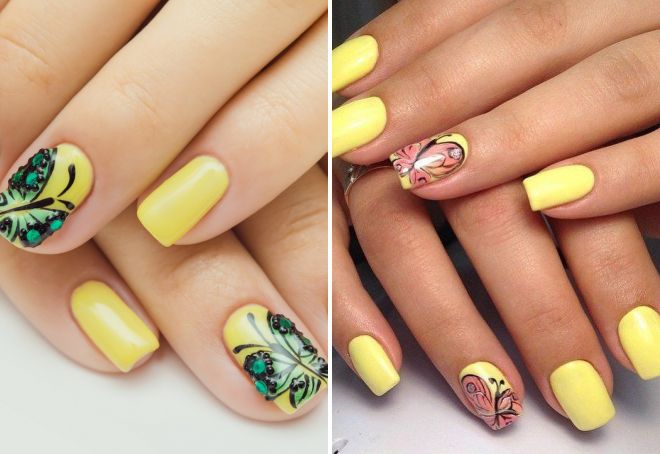 желтый маникюр с рисунком желтый маникюр с рисунком
