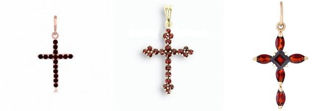 Золотой крестик с гранатом Золотой крестик с гранатом